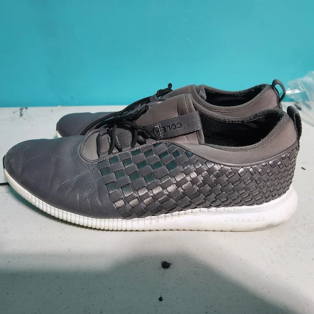 Womens Cole Haan Studio Grand Weave Black Leather Shoes‎ Sneakers Size 8c